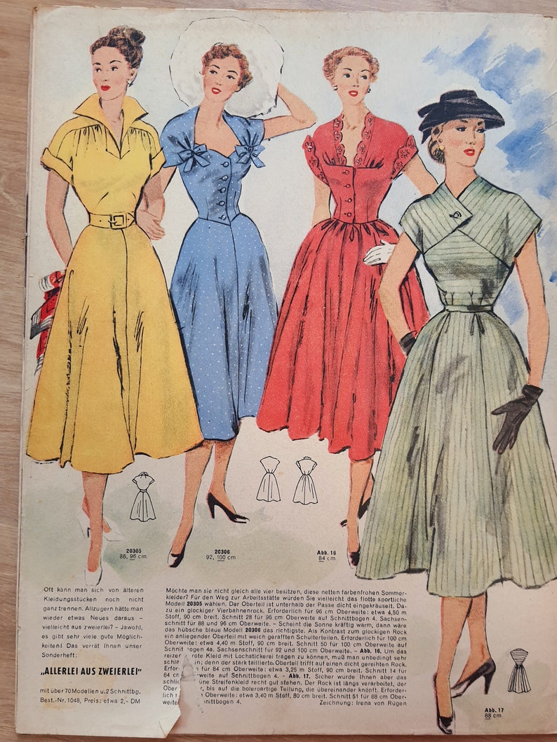 4/1953 Praktische Mode, Vintage Fashion Magazine 1950s, Vintage Sewing Patterns, 1950s German Old Fashion Magazine Bild 9