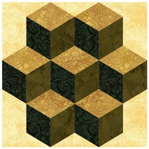 3D Quilt Block Pattern: Modern  Design (PDF Pattern)