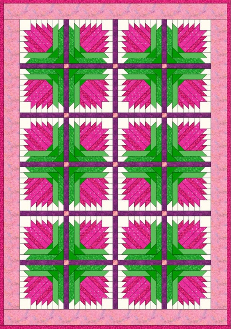 Digital Quilt Block Pattern, Flower Quilt Pattern Pdf, Paper Pieced