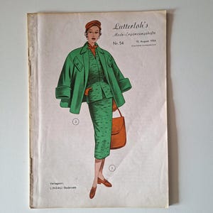 Suplemento Lutterloh 54/ca.1954, O Sistema Lutterloh da Regra de Ouro, Moldes Lutterloh, Revista Vintage Fashion, Livro de Desenhos