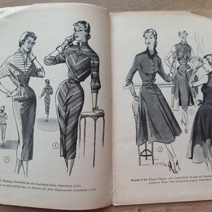 Lutterloh Supplement 50/1953, The Golden Rule Lutterloh System, Lutterloh Patterns, Vintage Fashion Magazine, Book of Draftings afbeelding 2