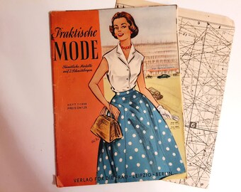 7/1958 Praktische Mode, Vintage Fashion Magazine 1950s, Vintage Sewing Patterns, 1950s German Old Fashion Magazine