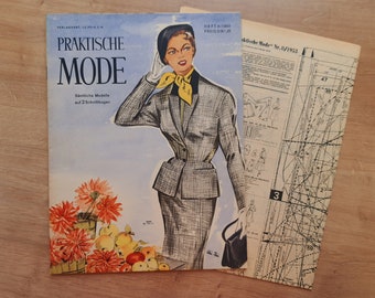 8/1953 Praktische Mode, Vintage Fashion Magazine 1950s, Vintage Sewing Patterns, 1950s German Old Fashion Magazine