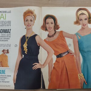 5/1963 Burda Moden , Burda 1960s, Vintage Sewing Patterns, Vintage Burda Fashion, 1960s Sewing Magazine, Fashion Magazine image 2