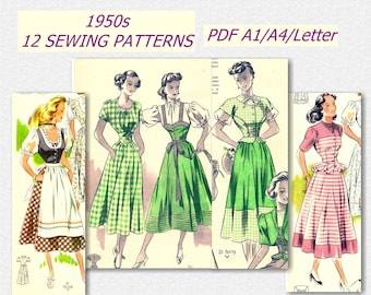 Wykroje krawieckie Dirndl z lat 50. XX wieku: Magazyn o modzie vintage – odrestaurowane wydanie cyfrowe z wykrojami krawieckimi (do pobrania w formacie PDF A1 + A4/Letter)