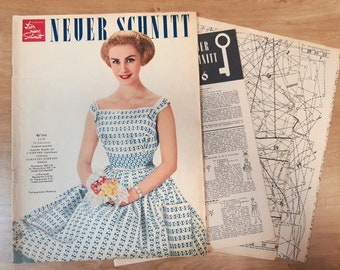 6/1959 Neuer Schnitt , Vintage Fashion Magazine 1950s, Vintage Sewing Patterns, German Fashion Magazines, Old Fashion Magazine