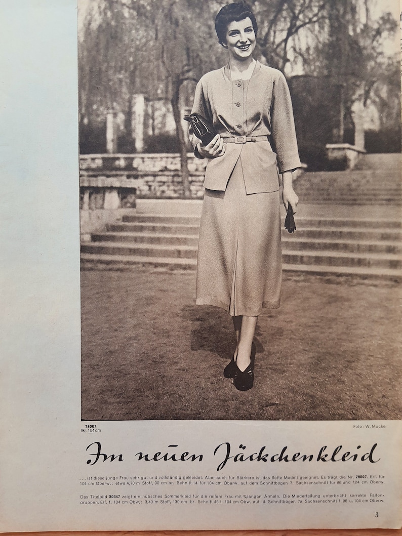 7/1953 Praktische Mode, Vintage Fashion Magazine 1950s, Vintage Sewing Patterns, 1950s German Old Fashion Magazine image 10