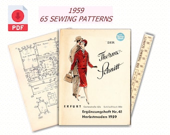 1950s Sewing Patterns: 65 Vintage Designs, Pattern Drafting System (PDF)