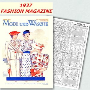 2/1937 Mode und Wäsche,  Reproduction, Verlag von Vobach, Vintage Sewing Patterns, 1930s Sewing Magazine, Vintage German Fashion Magazine