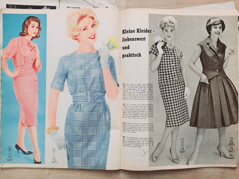 2/1960 Burda Moden , Burda 1960s, Vintage Sewing Patterns, Vintage Burda Fashion, 1960s Sewing Magazine, Fashion Magazine image 7