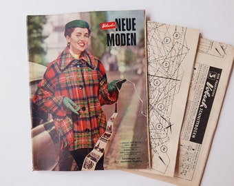 2/1954 Vobachs Neue Moden, Vintage Fashion Magazine 1950s, Vintage Sewing Patterns, 1950s German Old Fashion Magazine