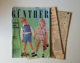 1970s Günther Peter and Petra, Vintage Toddler Sewing Patterns, Сhildren's Fashion Magazine, Vintage Sewing Patterns for Boys and Girs