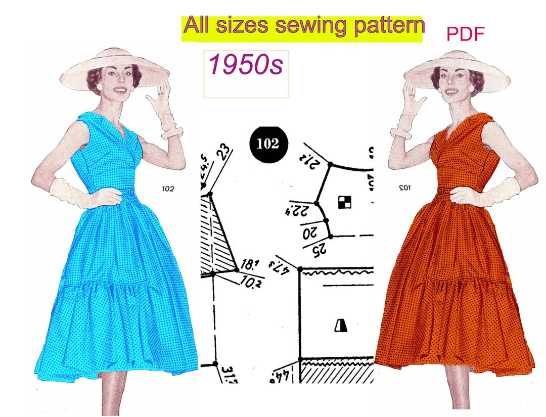 1950s Dress Sewing Pattern: All Sizes Pattern Drafting System (PDF) - Etsy
