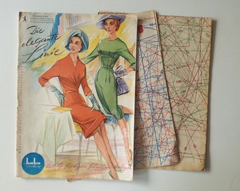 4/1959 Die Elegante Linie, Vintage Sewing Patterns, 1950s Sewing Magazine, Vintage Fashion Magazine