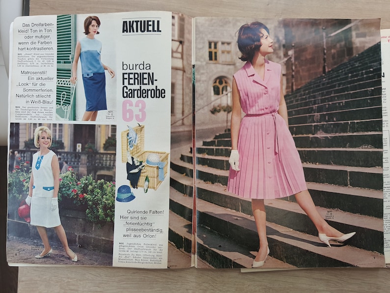 5/1963 Burda Moden , Burda 1960s, Vintage Sewing Patterns, Vintage Burda Fashion, 1960s Sewing Magazine, Fashion Magazine image 4