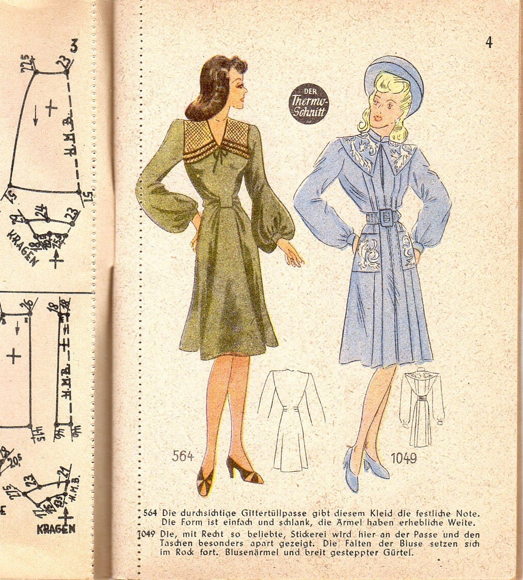1947年製裁縫パターン集：1940年代のドレスデザイン（PDF） - Etsy 日本