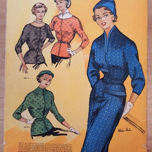 7/1953 Praktische Mode, Vintage Fashion Magazine 1950s, Vintage Sewing Patterns, 1950s German Old Fashion Magazine image 8