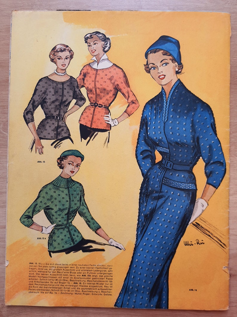 7/1953 Praktische Mode, Vintage Fashion Magazine 1950s, Vintage Sewing Patterns, 1950s German Old Fashion Magazine image 8