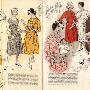 May include: A vintage magazine page featuring illustrations of women's clothing and baby clothes. The text on the page reads "Wir schlagen vor:" which translates to "We suggest:"