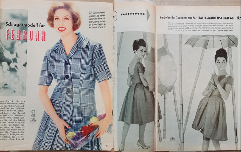 2/1960 Burda Moden , Burda 1960s, Vintage Sewing Patterns, Vintage Burda Fashion, 1960s Sewing Magazine, Fashion Magazine image 9