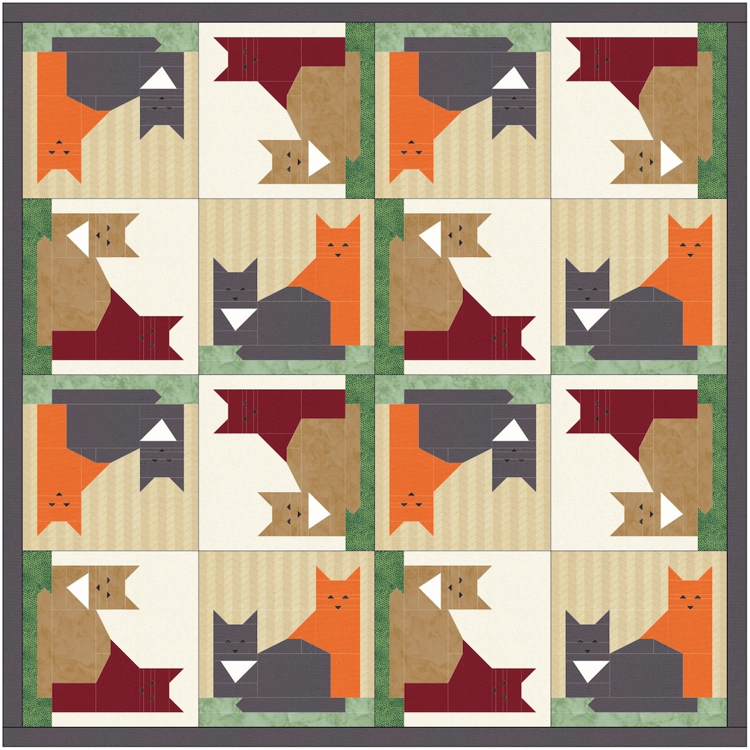 Cats Quilt Pattern Pdf, Digital Quilt Block Pattern, Quilt Patterns Modern - Etsy cats-quilt-pattern-pdf-digital-quilt-block-pattern-quilt-patterns-modern-etsy