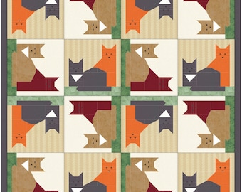 Cats Quilt Pattern Pdf, Digital Quilt Block Pattern, Quilt Patterns modern