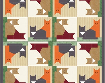 Cats Quilt Pattern Pdf, Digital Quilt Block Pattern, Quilt Patterns modern
