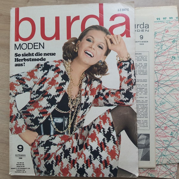9/1968 Burda Moden , Burda 1960s, Vintage Sewing Patterns, Vintage Burda Fashion, 1960s Sewing Magazine, Fashion Magazine