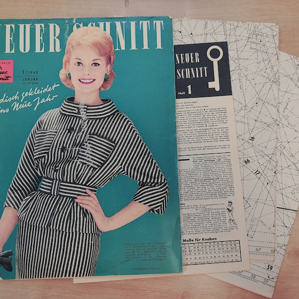 1/1960 Neuer Schnitt , Vintage Fashion Magazine 1960s, Vintage Sewing Patterns, German Fashion Magazines, Old Fashion Magazine