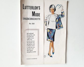 Lutterloh Supplement 100/ca.1966, The Golden Rule Lutterloh System, Lutterloh Patterns, Vintage Fashion Magazine, Book of Draftings