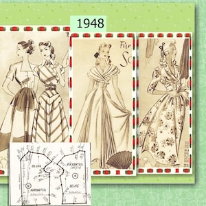 48 Vintage sewing Patterns 1948 , Retro Sewing Patterns all Sizes, Dressmaking, ebook PDF Download, 91 Pages