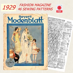 46 Vintage Sewing Patterns, PDF 9/1929 Beyers Modenblatt, 1920s Sewing Patterns, 1920s German Vintage Fashion Magazine