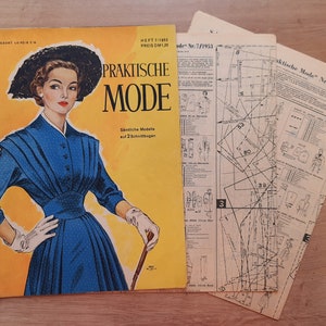7/1953 Praktische Mode, Vintage Fashion Magazine 1950s, Vintage Sewing Patterns, 1950s German Old Fashion Magazine image 1
