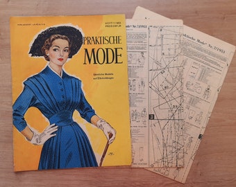 7/1953 Praktische Mode, Vintage Fashion Magazine 1950s, Vintage Sewing Patterns, 1950s German Old Fashion Magazine