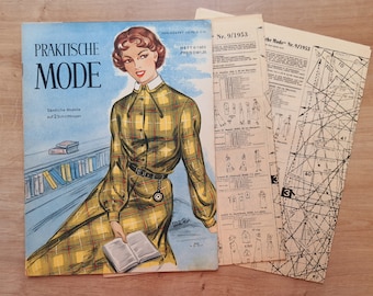 9/1953 Praktische Mode, Vintage Fashion Magazine 1950s, Vintage Sewing Patterns, 1950s German Old Fashion Magazine