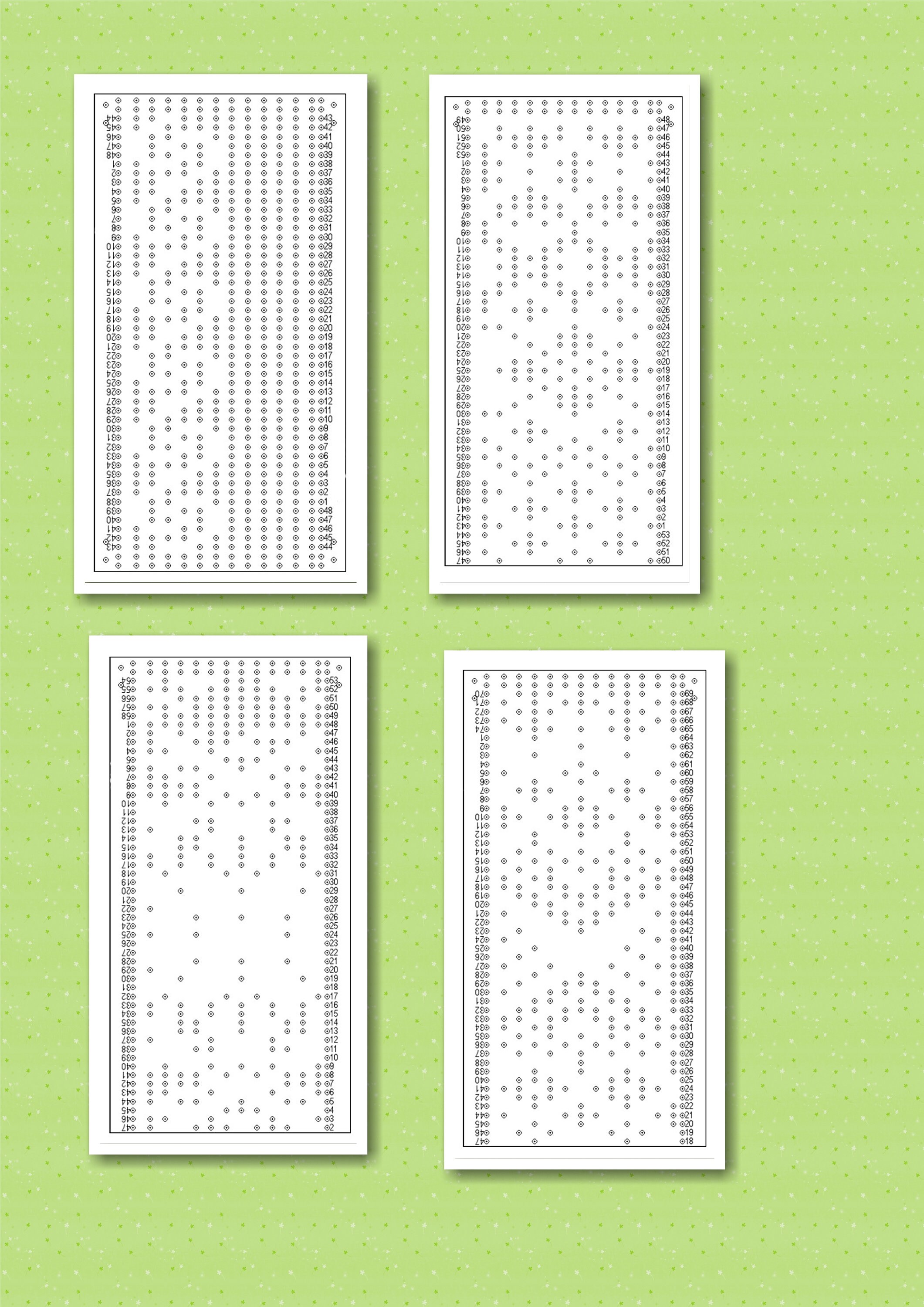 24 X Punch Cards 12 Stitches for Knitting Machine set 2 , Punch Card