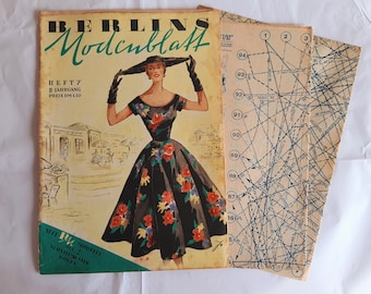 7/1952 Berlins Modenblatt, Vintage Fashion Magazine 1950s, Vintage Sewing Patterns, 1950s German Old Fashion Magazine