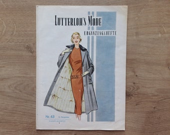 Lutterloh Supplement 63/ca.1957, The Golden Rule Lutterloh System, Lutterloh Patterns, Vintage Fashion Magazine, Book of Draftings