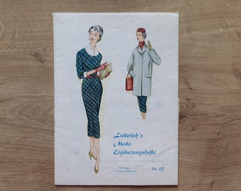 Lutterloh Supplement 62/ca.1956, The Golden Rule Lutterloh System, Lutterloh Patterns, Vintage Fashion Magazine, Book of Draftings