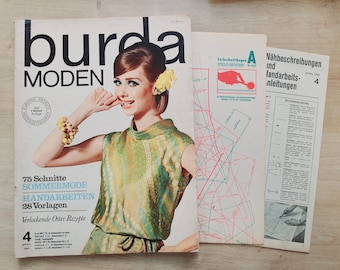 4/1965 Burda Moden , Burda 1960s, Vintage Sewing Patterns, Vintage Burda Fashion, 1960s Sewing Magazine, Fashion Magazine