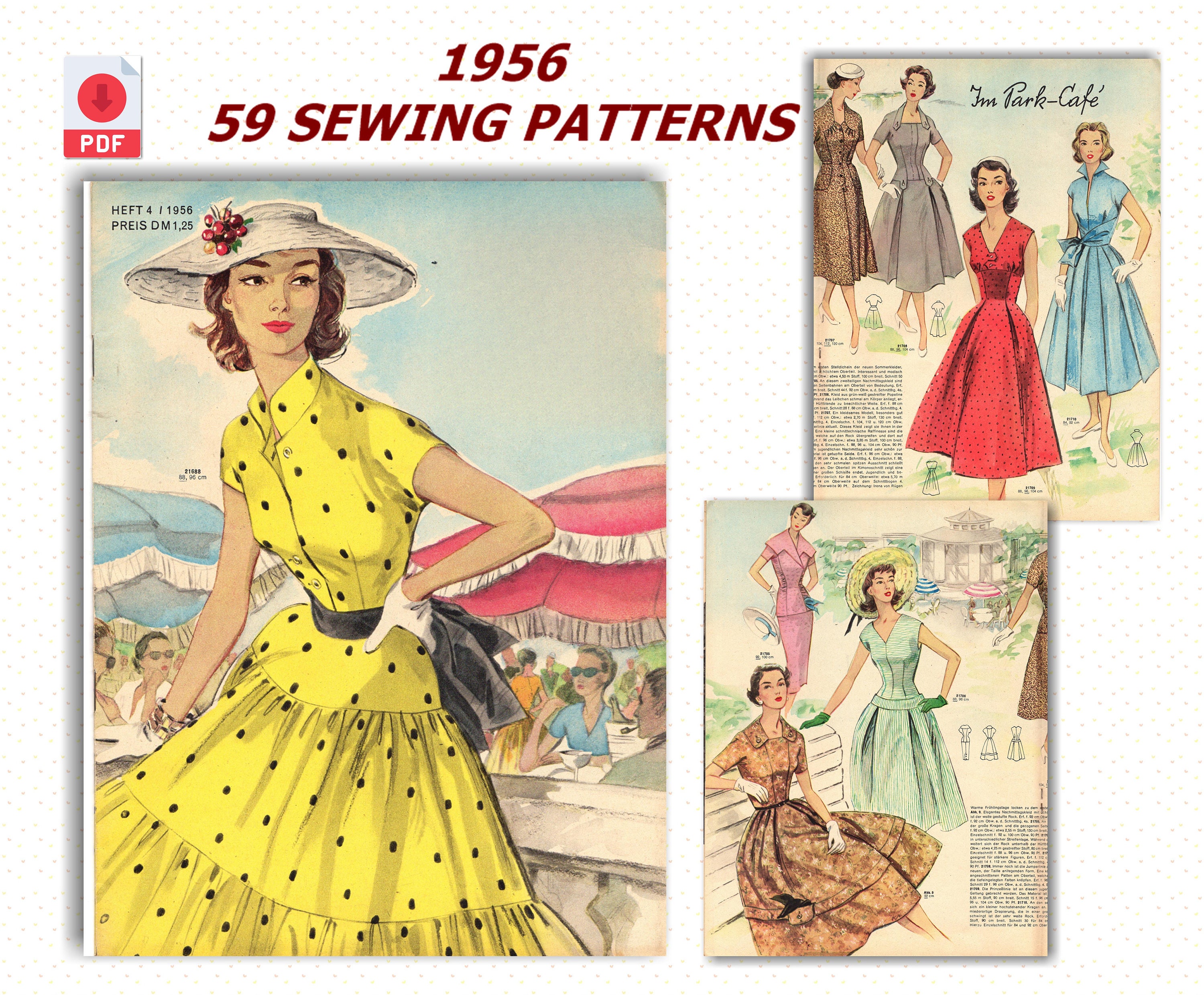 キングダム 1950s Sewing Patterns: Vintage Fashion Magazine- Restored