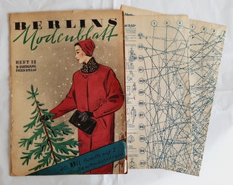 12/1953 Berlins Modenblatt, Vintage Fashion Magazine 1950s, Vintage Sewing Patterns, 1950s German Old Fashion Magazine