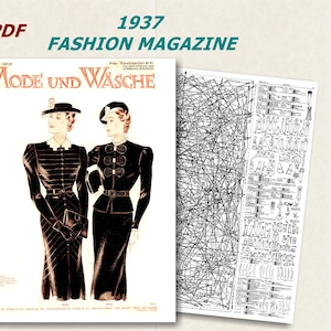 PDF 6/1937 Mode und Wäsche, Vintage Sewing Patterns, 1930s Sewing Magazine, German Vintage  Fashion Magazine