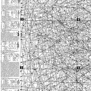 May include: A black and white sewing pattern with numbered lines and dots. The pattern is divided into six sections, each labelled with a number. The pattern includes text in German, including the title "Schnittbogen zu "Die neue Mode"".
