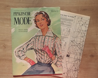 9/1956 Praktische Mode, Vintage Fashion Magazine 1950s, Vintage Sewing Patterns, 1950s German Old Fashion Magazine