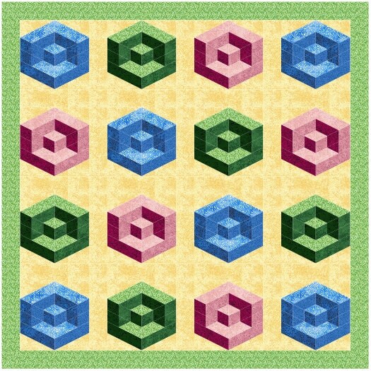 Digital Quilt Block Pattern, Quilt Patterns Modern, 3d Quilt Pattern