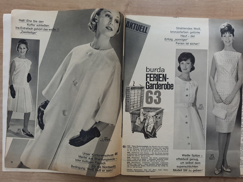 5/1963 Burda Moden , Burda 1960s, Vintage Sewing Patterns, Vintage Burda Fashion, 1960s Sewing Magazine, Fashion Magazine image 5