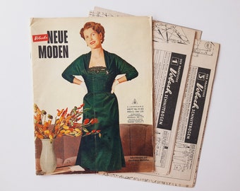 11/1953 Vobachs Neue Moden, Vintage Fashion Magazine 1950s, Vintage Sewing Patterns, 1950s German Old Fashion Magazine