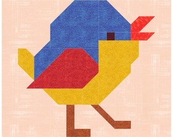 Quiltblokpatroon babyvogel: modern patchwork (pdf-patroon)