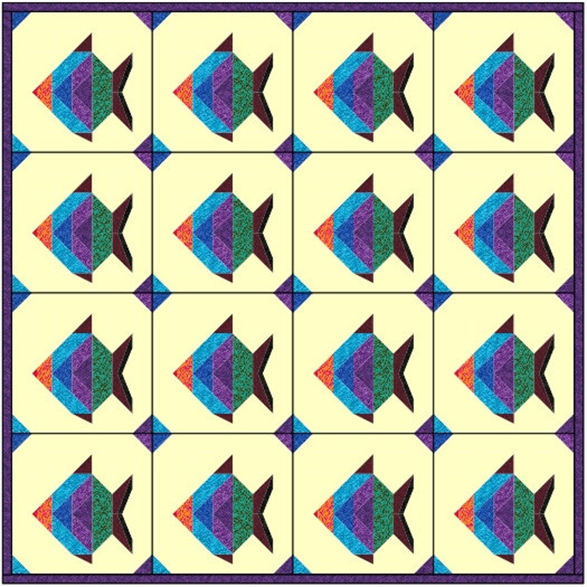 Fish Quilt Pattern Pdf, Digital Quilt Block Pattern, Quilt Patterns